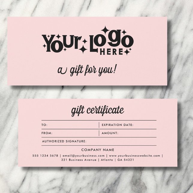 Retro Logo Minimalist Blush Pink Gift Certificate (Retro Logo Minimalist Blush Pink Gift Certificate)