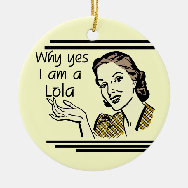 Retro Lola T-shirts and Gifts Ceramic Tree Decoration (Front)