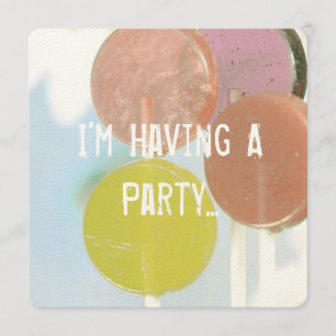 RETRO LOLLIPOPS KID'S BIRTHDAY INVITATION CARD