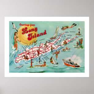 Retro Long Island 20x28  Map Print