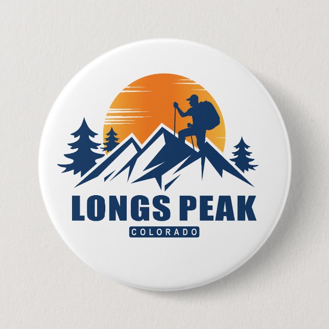 Retro Longs Peak Hike T-Shirt 7.5 Cm Round Badge (Front)