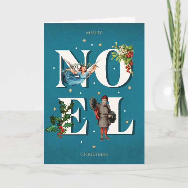 Retro look Christmas Card NOEL editable text (Front)
