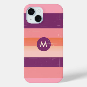 Retro look monogram candy stripes iPhone 15 case