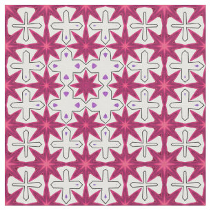Retro look pattern pink and purple starburst fabric