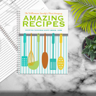 Retro Look Personalised Recipe Notebook