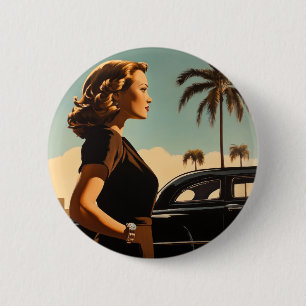 Retro Los Angeles Beauty 6 Cm Round Badge