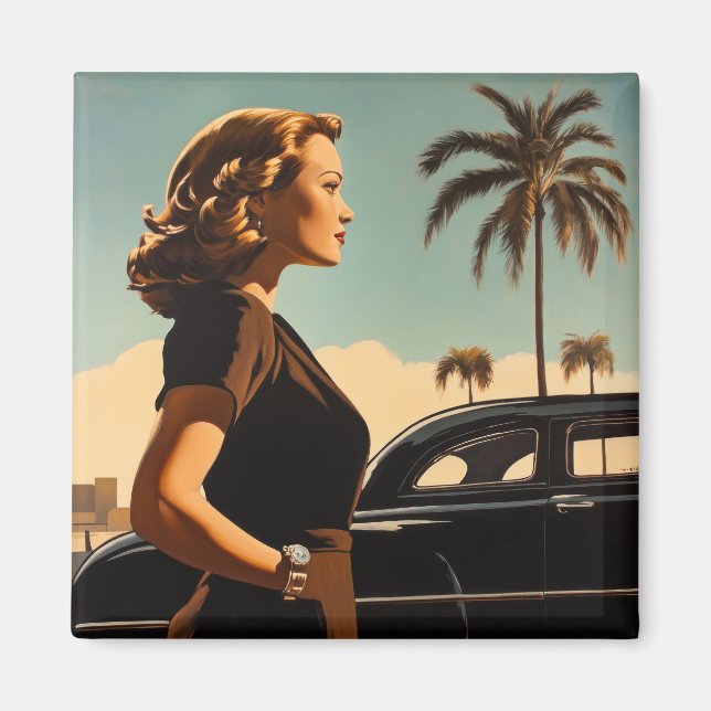 Retro Los Angeles Beauty Magnet (Front)