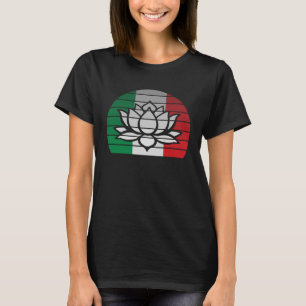 Retro Lotus flower Buddhist Italian Italy Flag T-Shirt