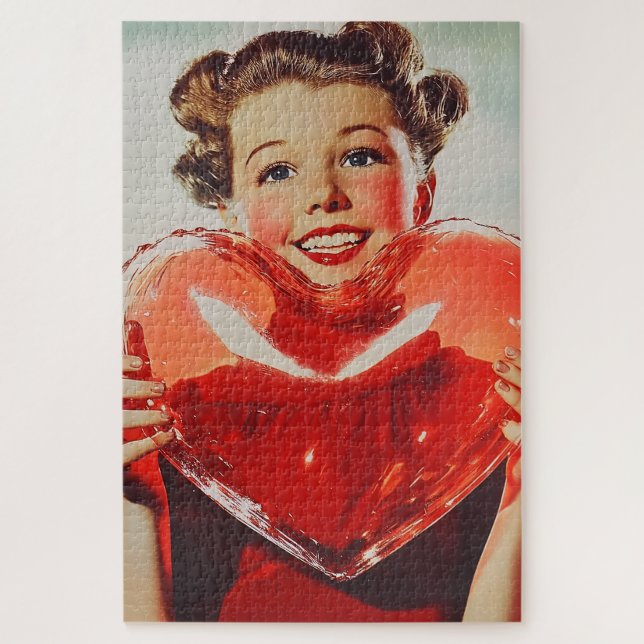 Retro Love: 1950s Heart Glow Jigsaw Puzzle (Vertical)