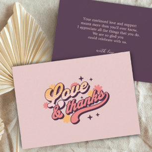 Retro Love and Thanks Groovy Text Baby Shower Thank You Card