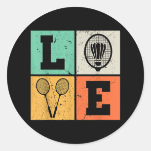 Retro Love Badminton Lover  Classic Round Sticker