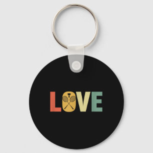 Retro Love Badminton Rackets & Shuttle, I Love Key Ring
