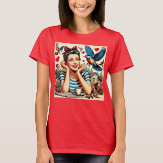 Retro Love Birds T-Shirt