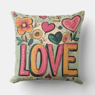 Retro Love Blooms Cushion