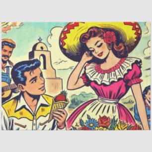 Retro Love Couple Comic Tissue Paper