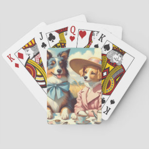 Retro Love Dogs Oil painting Playing Cards