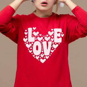 Retro Love Heart Modern Red Women's Valentines Day T-Shirt