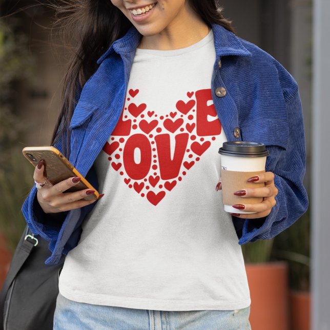 Retro Love Heart Modern Women's Valentines Day T-Shirt (Creator Uploaded)