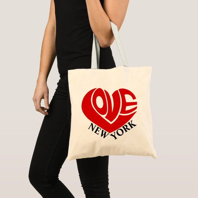 Retro Love Heart New York City Name Typography Tote Bag (Front (Product))