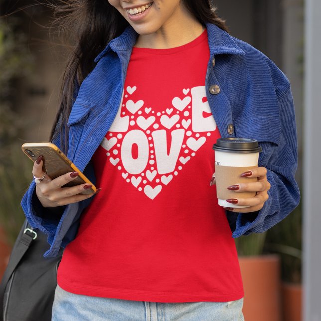 Retro Love Heart Red Women's Valentines Day T-Shirt (Creator Uploaded)