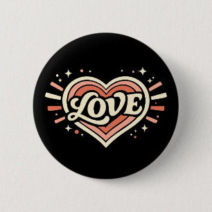 Retro Love Heart Valentine Classic 6 Cm Round Badge