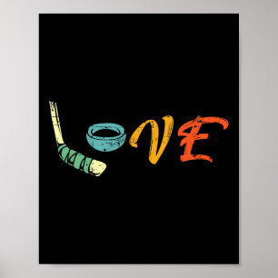 Retro Love Ice Hockey Gift Street Hockey Gifts Vin Poster