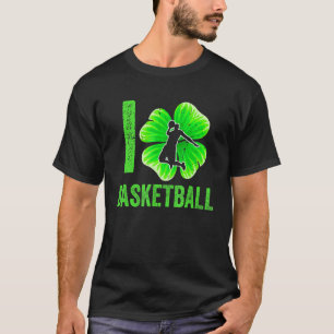 Retro Love Irish Basketball Shamrock Sport St Patr T-Shirt