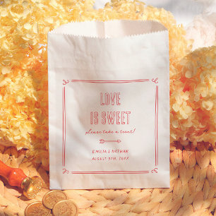 Retro Love is Sweet Hand Drawn Cupid Wedding Favour Bags