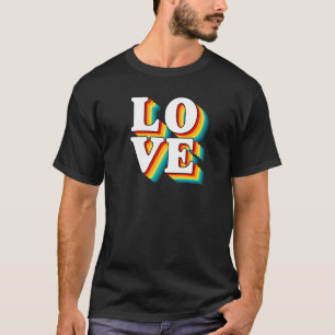 Retro Love Layered Echo Letters Vintage Design Fes T-Shirt