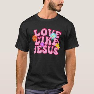 Retro Love Like Jesus Happy Face Preppy Aesthetic T-Shirt