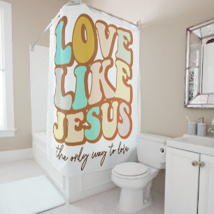 Retro Love Like Jesus  Shower Curtain
