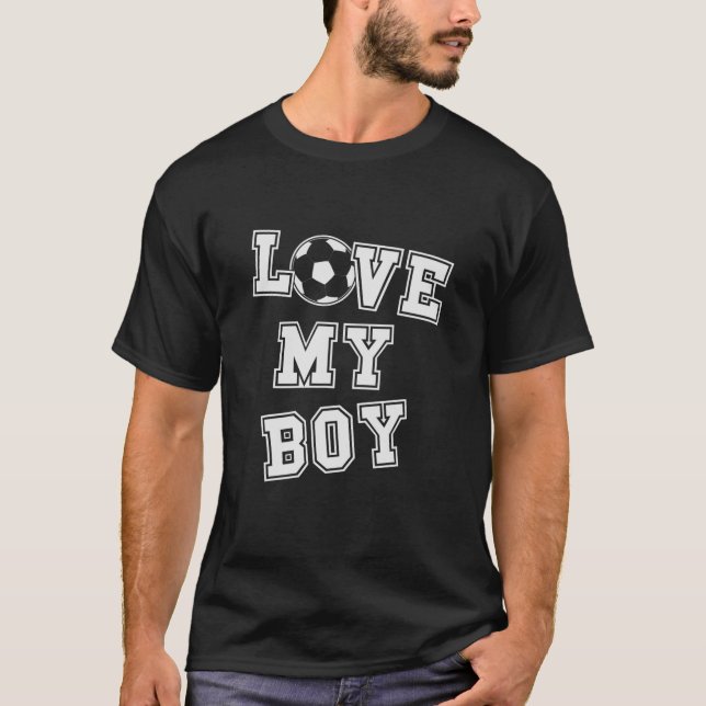 Retro Love My Boy Soccer Mom And Soccer Dad T-Shirt (Front)
