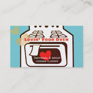 retro love oven bakery catering chef business card