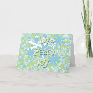 Retro Love, Peace, Joy Holiday Card