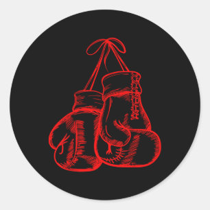 Retro Love Red Boxing Gloves Gifts Boxer Gift  Classic Round Sticker
