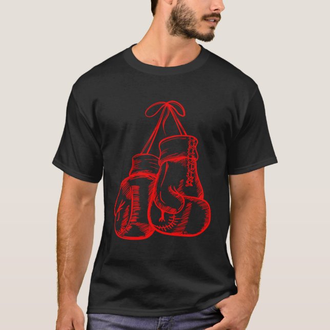 Retro Love Red Boxing Gloves Gifts Boxer Gift T-Shirt (Front)