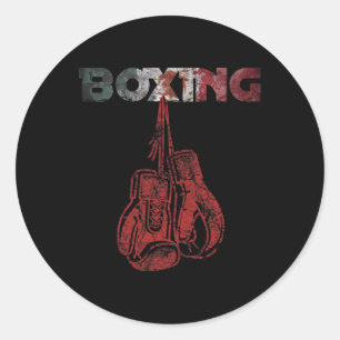 Retro Love Red Boxing Gloves Mexican Vintage Style Classic Round Sticker
