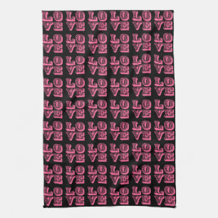 Retro LOVE Squares Tea Towel