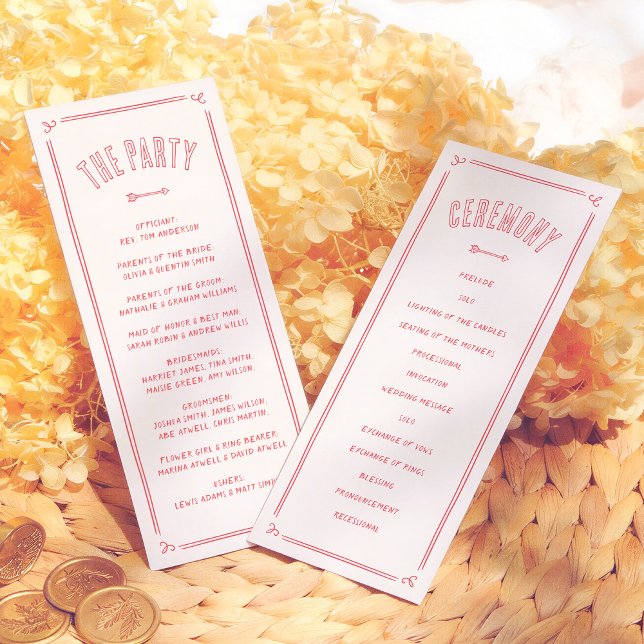 Retro Love Struck Hand Drawn Cupid Modern Wedding Programme (Creator Uploaded)