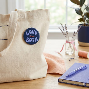 Retro Love Them Both Text Design 6 Cm Round Badge