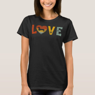 Retro Love Themed Cute Dachshund Dog Graphic Valen T-Shirt