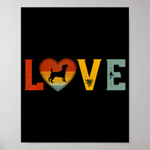 Retro Love Themed Jack Russell Terrier Dog Valenti Poster