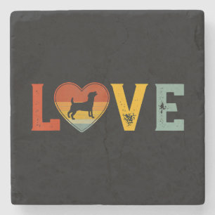 Retro Love Themed Jack Russell Terrier Dog Valenti Stone Coaster