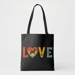 Retro Love Themed Jack Russell Terrier Dog Valenti Tote Bag