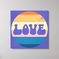 Retro Love Typography On Vintage Sunset Background