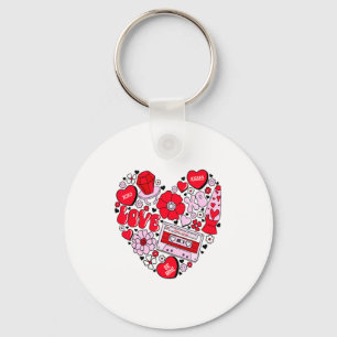 Retro Love Valentines Day Xoxo Conversation Hearts Key Ring