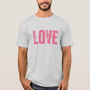 Retro Love - Vintage Pink Distressed Typography T-Shirt