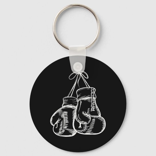 Retro Love White Boxing Gloves Boxer Gift Key Ring (Front)