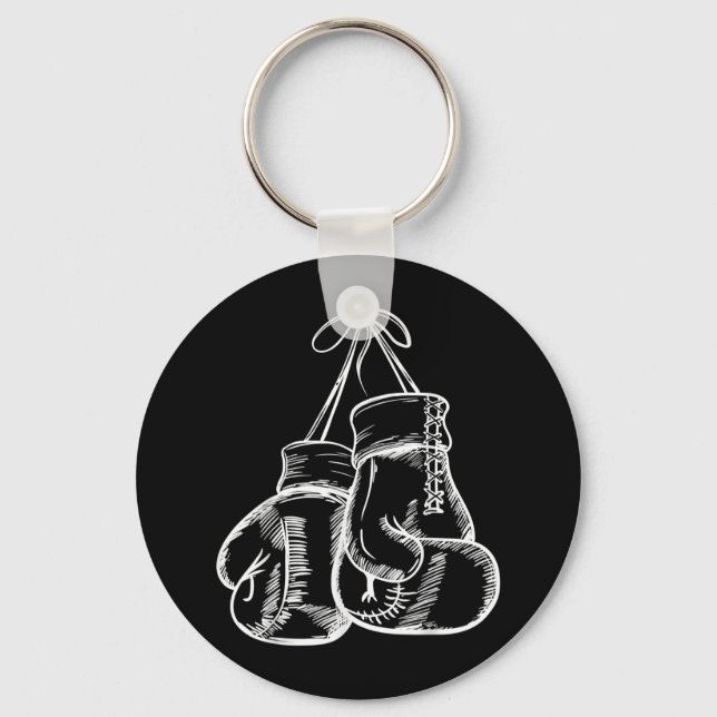 Retro Love White Boxing Gloves Gifts Boxer Gift  Key Ring (Front)