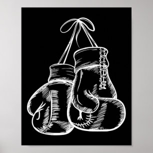 Retro Love White Boxing Gloves Gifts Boxer Gift Poster